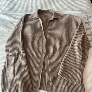 Reformation Fantino Cashmere Collared Cardigan, XS, Oatmeal